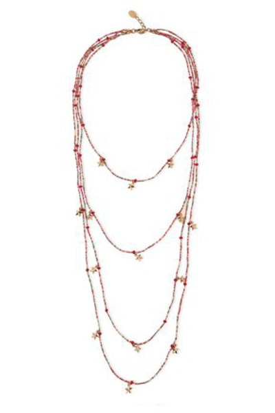 Redv Red(v) Woman Gold-tone Beaded Necklace Red