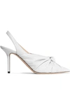 JIMMY CHOO ANNABELL 85 KNOTTED LEATHER SLINGBACK PUMPS