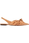 JIMMY CHOO ANNABEL KNOTTED PATENT-LEATHER SLINGBACK POINT-TOE FLATS