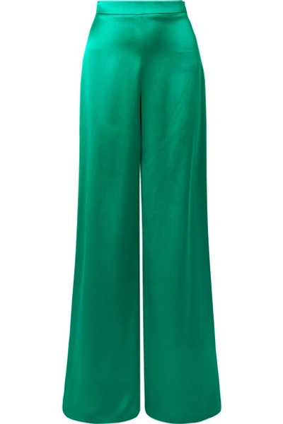 Cushnie Silk-satin Wide-leg Trousers In Jade