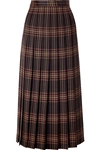 GUCCI Pleated checked wool-twill midi skirt