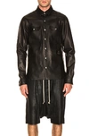 RICK OWENS RICK OWENS LEATHER OUTERSHIRT IN BLACK.,RICK-MO128
