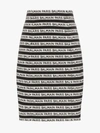 BALMAIN BALMAIN STRIPE LOGO PENCIL SKIRT,RF14219C05713348109