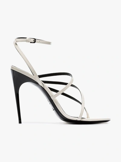 Saint Laurent White Paris 105 Patent-leather Strappy Sandals