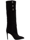 Balmain Black Jane 95 Buttoned Suede Knee-high Boots