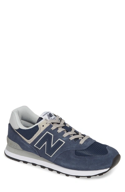 New Balance 574 Sneakers In Blue Suede In Blue/white