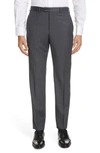 EMPORIO ARMANI FLAT FRONT SOLID WOOL TROUSERS,01P0E00B025630