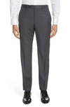 Emporio Armani Basic Flat-front Wool Trousers In Grey