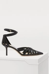 Jimmy Choo Travis 65 Black Metallic Nappa Leather Strappy Pump With A Pointed Toe