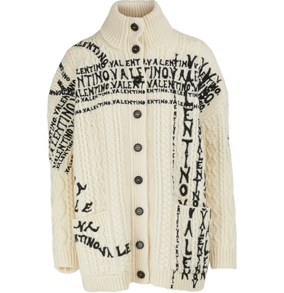 Valentino Virgin Wool Cardigan In White