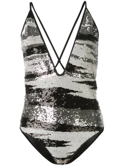 Missoni Sequinned Swimsuit In White