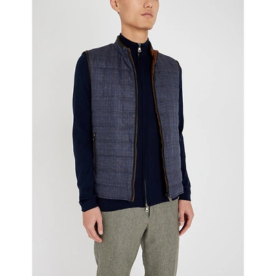 Corneliani Id Quilted Silk Gilet In Navy