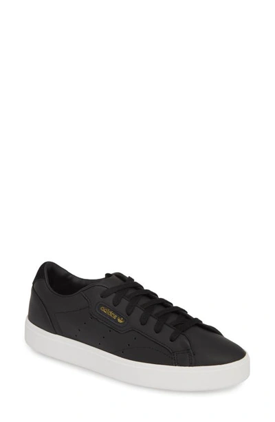 Adidas Originals Sleek Leather Sneaker In Black