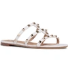 Valentino Garavani Leather Rockstud Sandals In Optic White