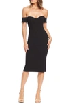 DRESS THE POPULATION BAILEY OFF THE SHOULDER BODY-CON DRESS,1705-3053