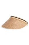 Helen Kaminski Marina Visor Hat In Nougat/ Black Stripe