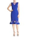 Aidan Mattox Scuba-crepe Illusion Dress In Cobalt