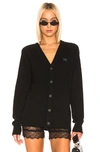 Acne Studios Black Melange Ribbed Cardigan In Black
