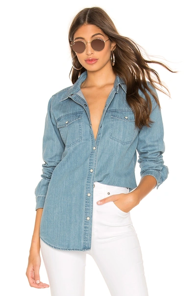 J Brand Perfect Denim Button-front Long-sleeve Shirt In Blue Shift