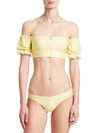 JONATHAN SIMKHAI Gingham Puff Sleeve Bikini Top