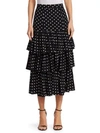 CINQ À SEPT Rowena Tiered Polka Dot Midi Skirt