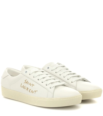 Saint Laurent Logo Embroidered Sneakers In White