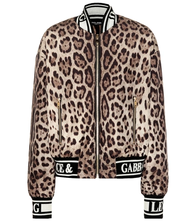 Dolce & Gabbana Leopard-print Sequined Woven Bomber Jacket In Leopard Print