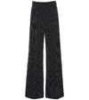 STELLA MCCARTNEY STRIPED HIGH-RISE FLARED WOOL PANTS,P00367256