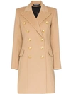 BALMAIN BALMAIN DOUBLE-BREASTED WOOL AND CASHMERE BLEND COAT - 大地色