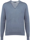 Prada V-neck Jumper In Blue