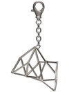 RICK OWENS SILVER METALLIC TRIANGLE AND SQUARE SHAPE KEYRING
