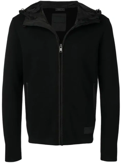 Prada Jersey Zipped Hoodie In Black