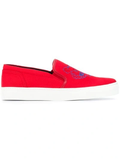 Kenzo Men's K-skate Slip-on Canvas Sneakers In Red