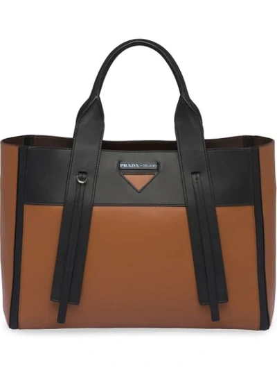 Prada Ouverture Large Tote In Brown