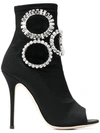 GIUSEPPE ZANOTTI GIUSEPPE ZANOTTI DESIGN CRYSTAL EMBELLISHED HEELED BOOTS - 黑色