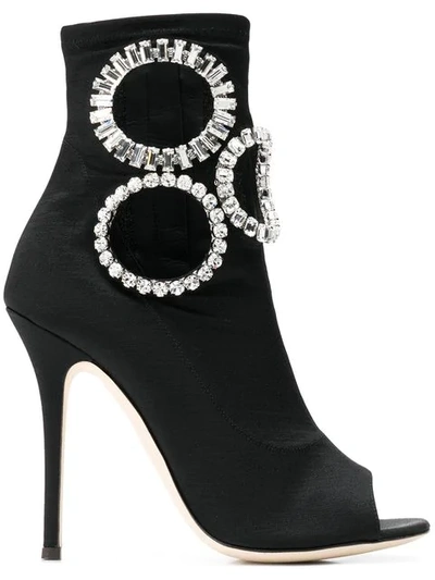 Giuseppe Zanotti Design Crystal Embellished Heeled Boots - 黑色 In Black