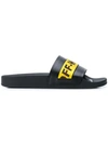 Off-white Industrial Belt Rubber Sliders In Black