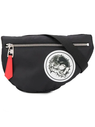Alexander Mcqueen Men's Mini Skull-print Belt Bag/fanny Pack In Black