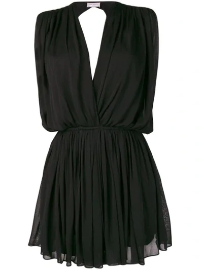 Saint Laurent Draped Mini Dress In Black