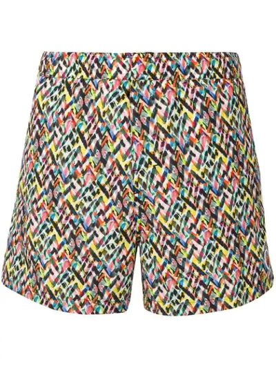 Missoni Printed Cotton Swim Shorts In Red