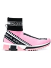 Dolce & Gabbana Sorrento Pink Stretch Jersey Hi- Top Slip-ons