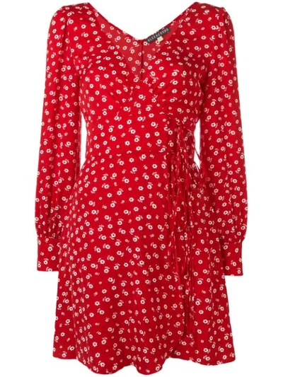 Alexa Chung Floral-print Crepe Mini Wrap Dress In Red