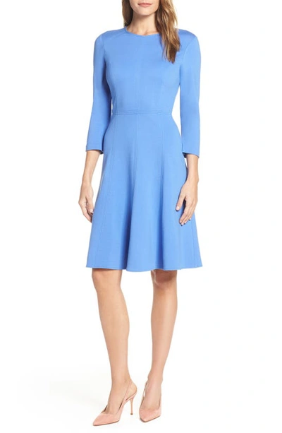 Eliza J Seamed Fit & Flare Dress In Blue