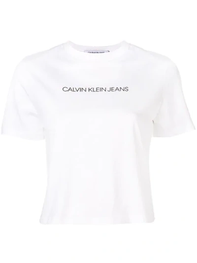 Calvin Klein Jeans Est.1978 Cropped Logo T In White