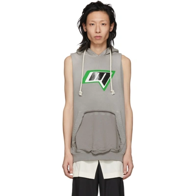 Maison Margiela Sleeveless Printed Sweatshirt Hoodie In Grey