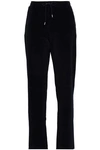 VERSACE WOMAN COTTON-BLEND VELVET TRACK trousers BLACK,GB 1392478444095