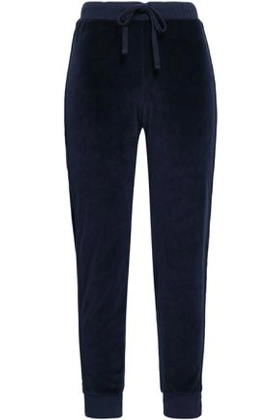 Amo Woman Cotton-blend Chenille Track Trousers Midnight Blue