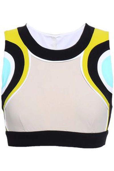 No Ka'oi Woman Colour-block Tech-jersey Sports Bra Light Grey