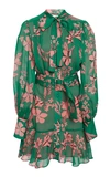 ALEXIS TISDALE TIE-DETAILED FLORAL-PRINT CHIFFON MINI DRESS,729559