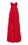 Alexis Allora Strapless Gown In Red